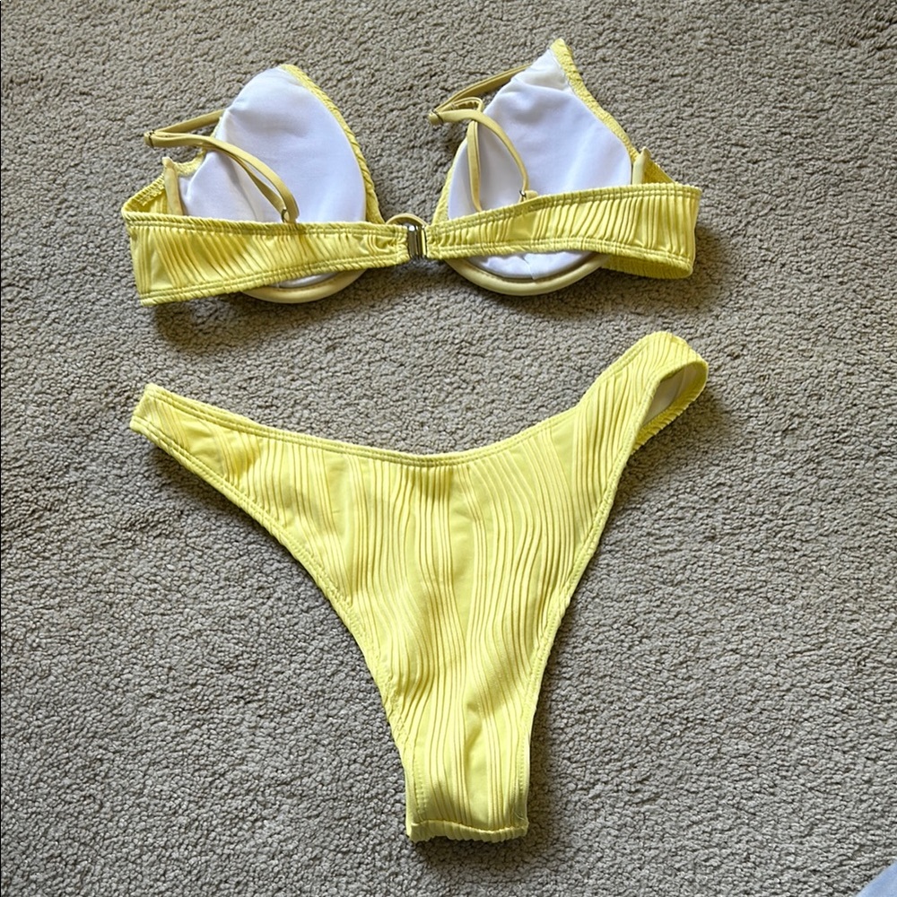 Yellow Textured Bikini Set - Picture 2 of 5